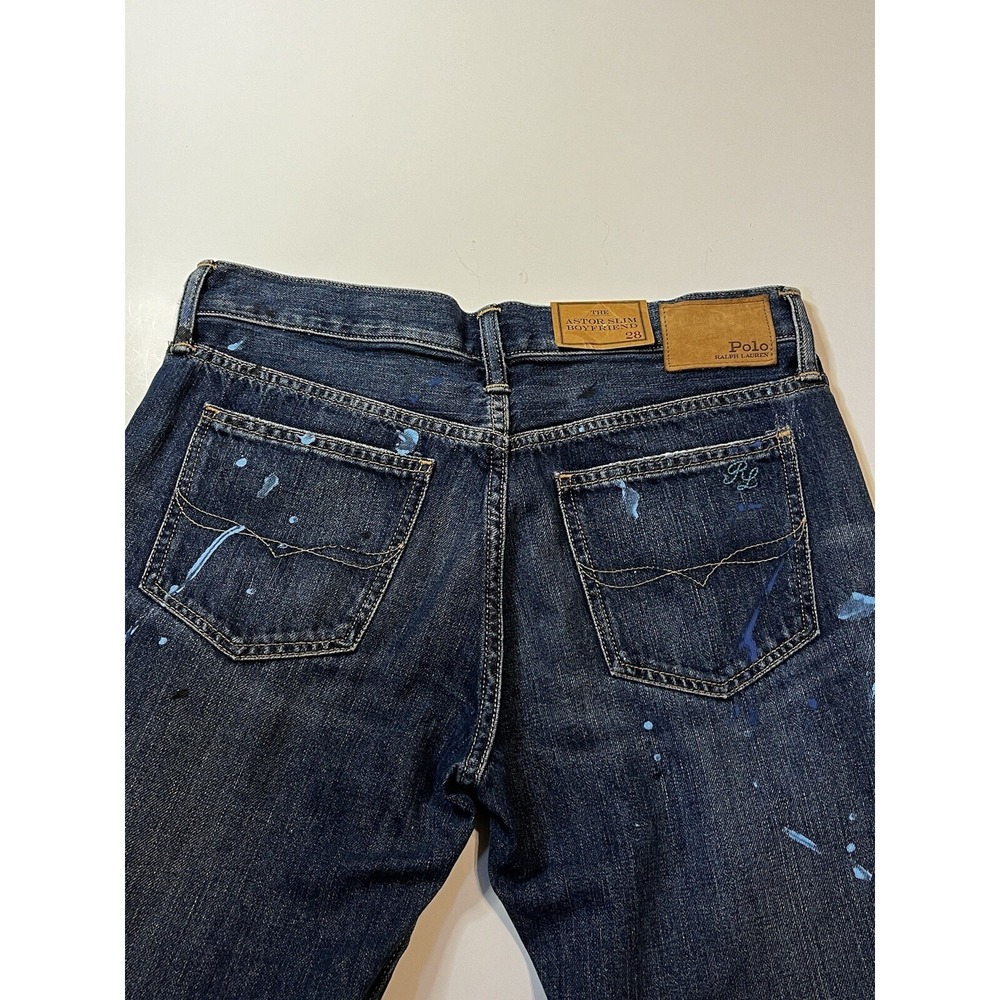 Polo Ralph Lauren Astor Slim Boyfriend Jeans Womens Size 28 Blue Crane Motif NWT - Picture 10 of 11